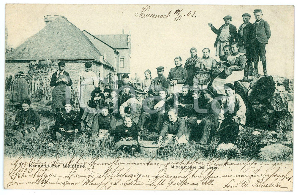 1903 KREUZNACHER WEINLESE Mittagspause der leser - Postcard FP VG  Cartolina d'epoca, viaggiata. FAIR/discreto Lievi smussature agli angoli Formato: FP originale e autentica 1