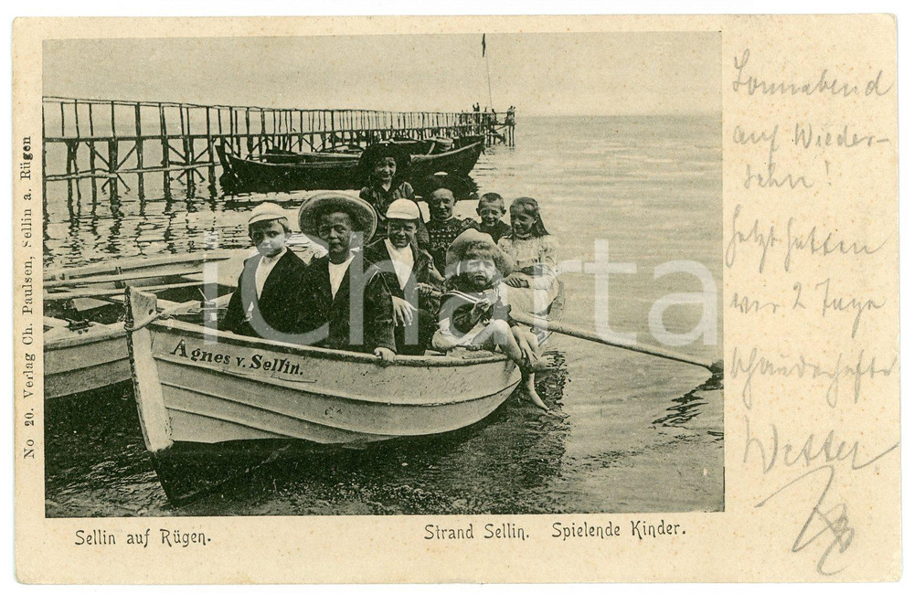 1908 SELLIN AUF RUGEN Strand Sellin - Spielende Kinder - Postcard FP VG  Cartolina postale d'epoca, viaggiata. FAIR/discreto Lievi smussature agli angoli Formato: FP originale e autentica 1