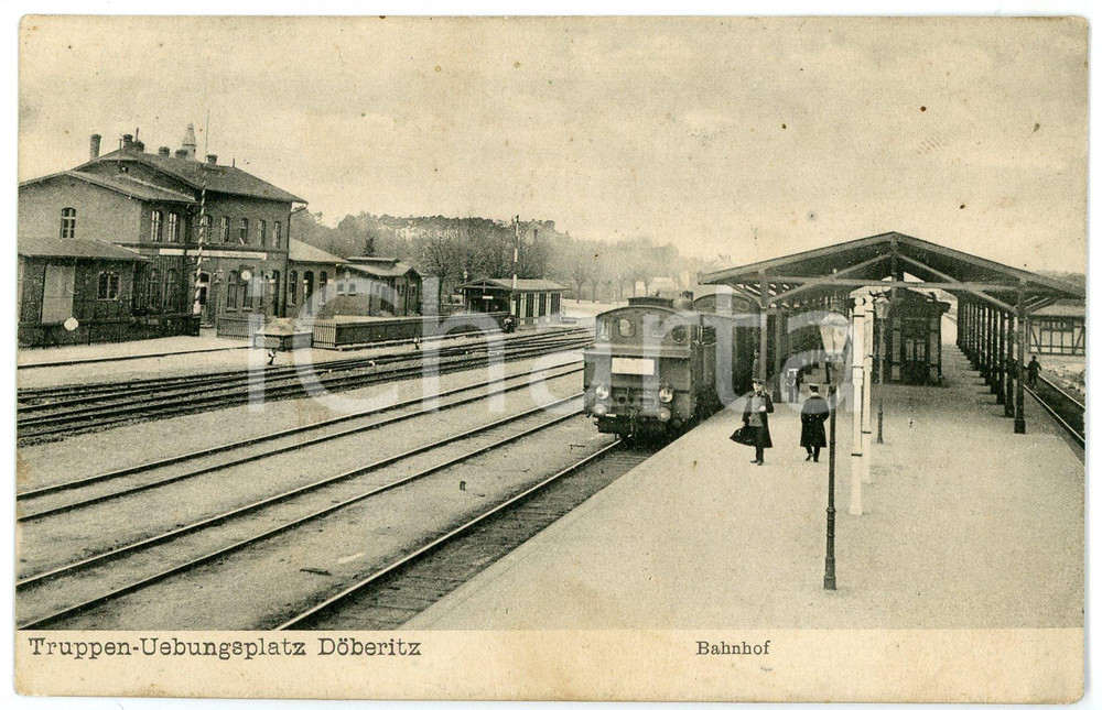 1910 BERLIN DOBERITZ Truppen Uebungsplatz - Bahnhof - Railway Station - Postcard  Cartolina postale d'epoca, viaggiata.CONDIZIONI: G FORMATO: FP    originale e autentica 1