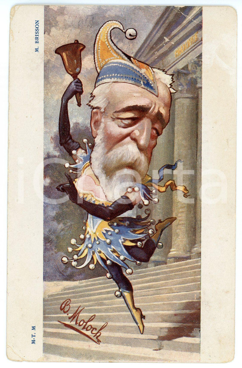 1905 SATIRA Artista B. MOLOCH Caricatura di Henri BRISSON Cartolina FP NV  Cartolina d'epoca, non viaggiata.CONDIZIONI: POOR (carta lenta, piegature agli angoli)FORMATO: FP    originale e autentica 1