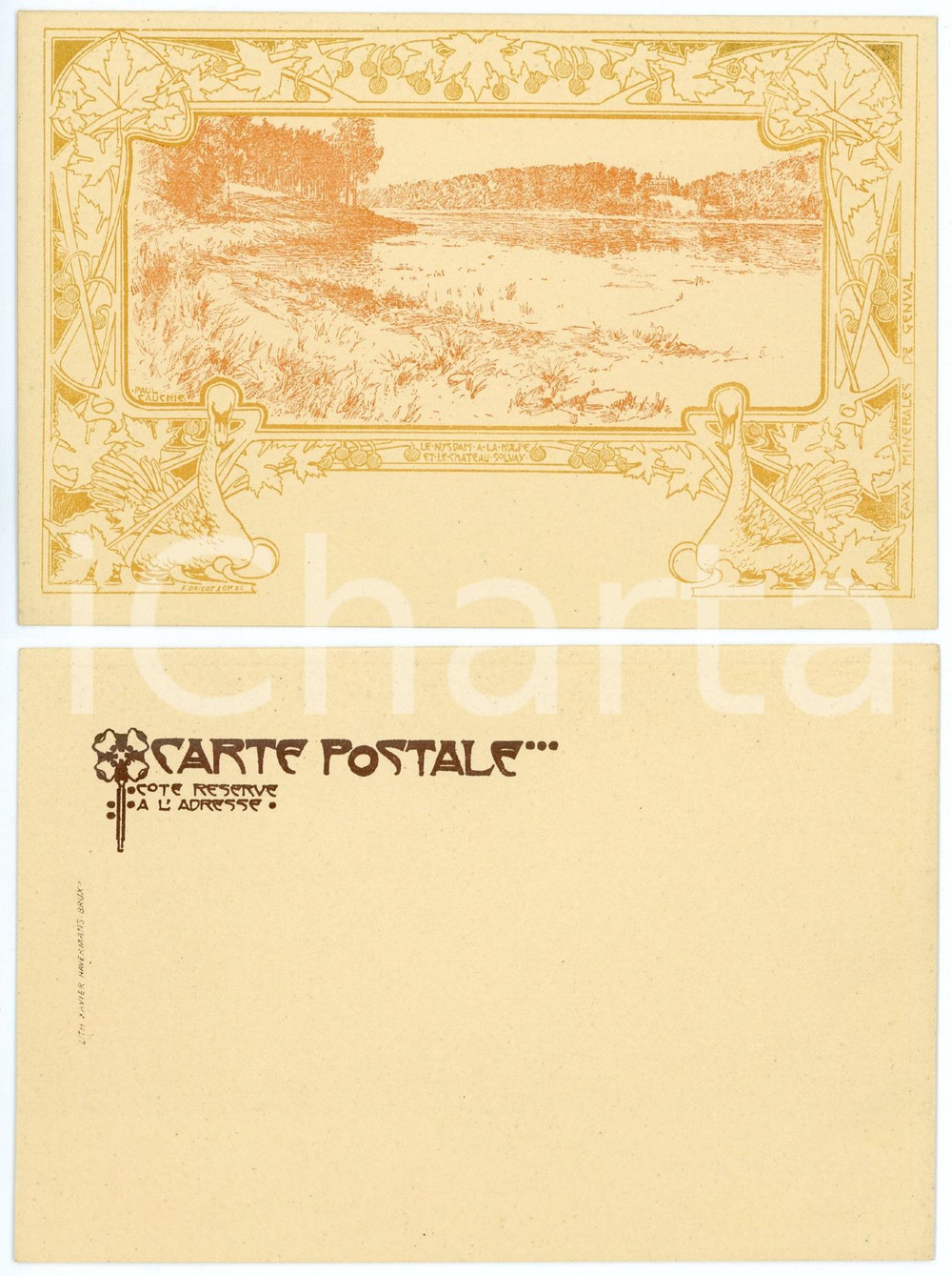 1900 ca ART NOUVEAU BELGIQUE Artist Paul CAUCHIE - NYSDAM - La Hulpe - Postcard Cartolina postale d'epoca, non viaggiata.Serie "De Bruxelles &agrave; Genval-les-Eaux", illustrata dall'artista Paul Cachie.CONDIZIONI: G FORMATO: FP    originale e autentica 1