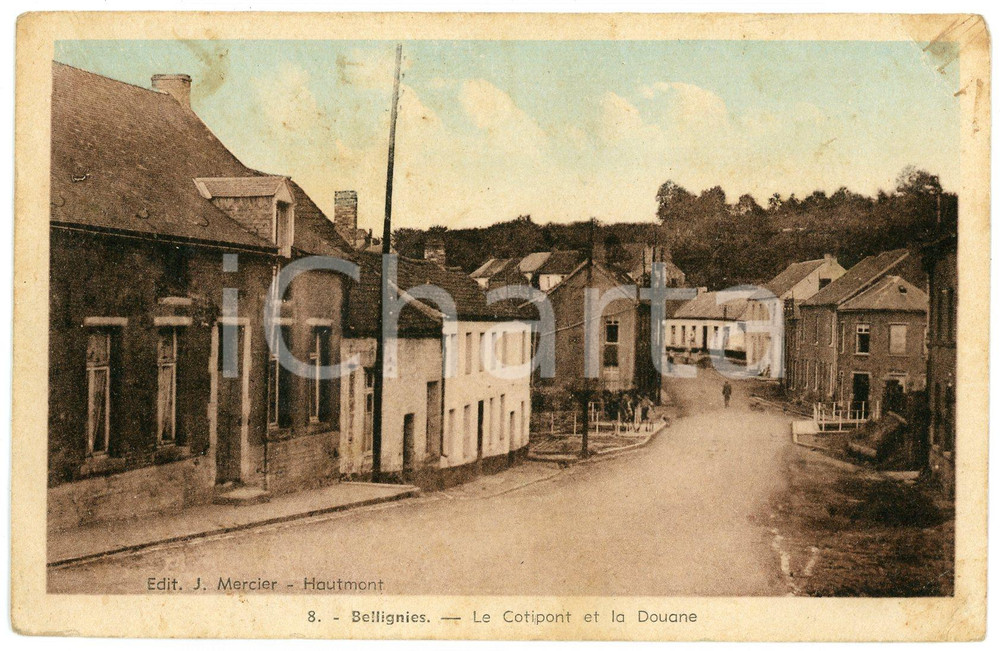 1951 BELLIGNIES (FRANCE) Le cotipont er la douane - Carte postale FP VG  Cartolina postale d'epoca, viaggiata.CONDIZIONI: VERY POOR (profonda piegatura verticale, piegature agli angoli, macchie, aloni e gualciture diffuse)FORMATO: FP    originale e autentica 1