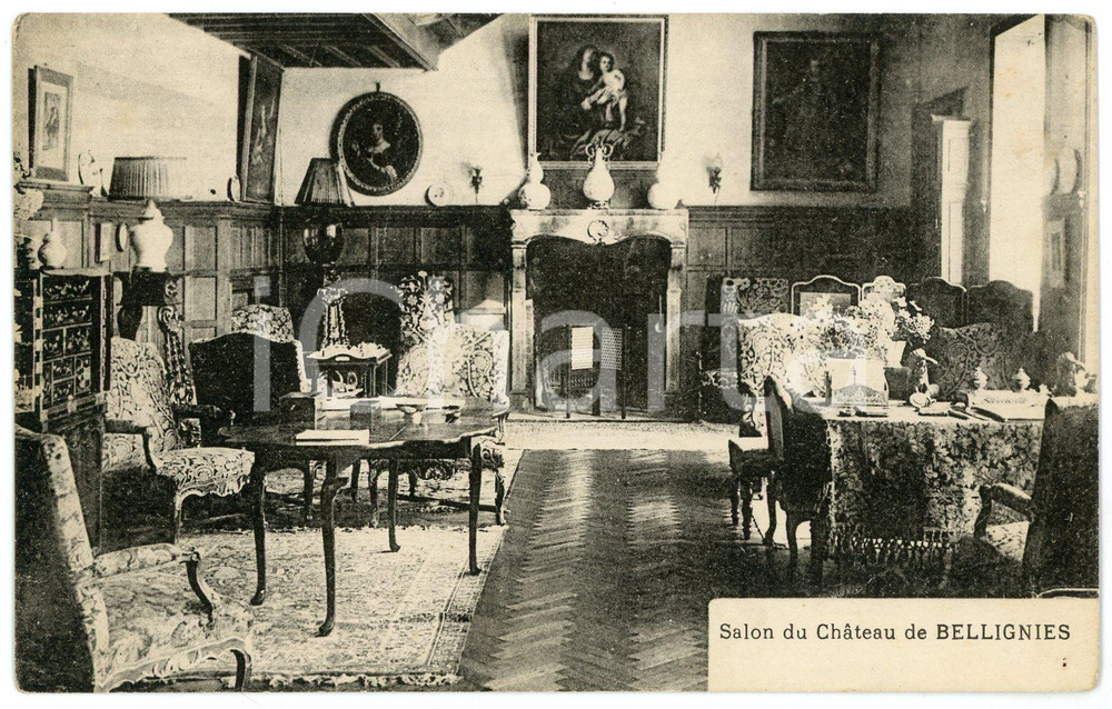 1930 ca FRANCE Chateau de BELLIGNIES Salon - Carte postale FP NV  Cartolina postale d'epoca, non viaggiata.CONDIZIONI: FAIR FORMATO: FP    originale e autentica 1