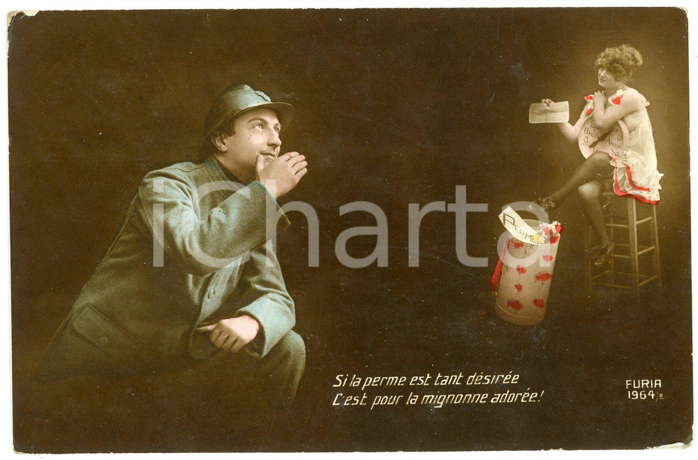 1919 BELGIQUE Le soldat pense à sa mignonne adorée - Carte postale FP VG  Cartolina postale d'epoca, viaggiata.CONDIZIONI: FAIR (sbrecciature agli angoli)FORMATO: FP    originale e autentica 1