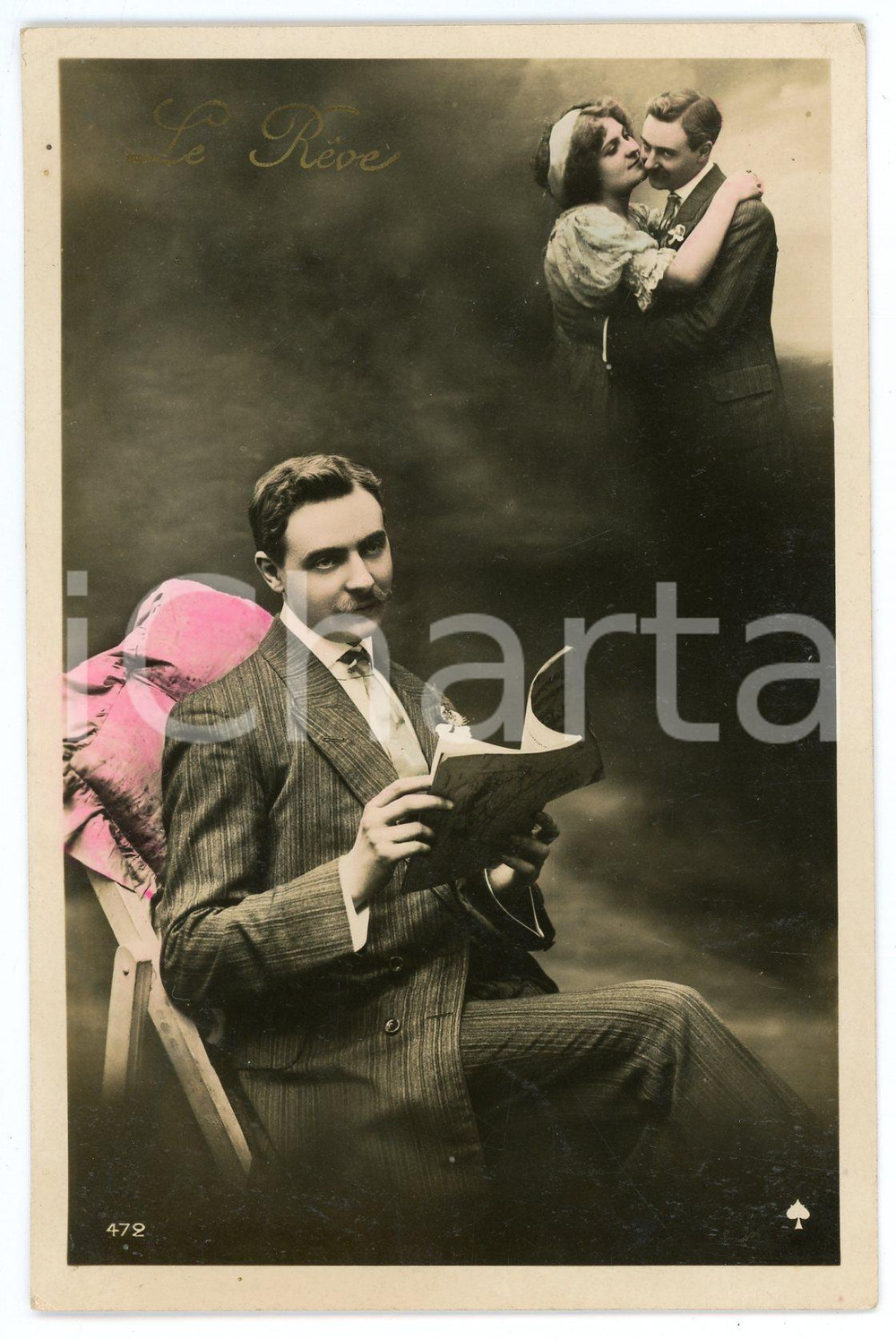 1910 ca LOVERS - LE RÊVE - Memory of hug between lovers - Postcard  Cartolina postale d'epoca, non viaggiata.CONDIZIONI: G (minime piegature angolari)FORMATO: FP    originale e autentica 1
