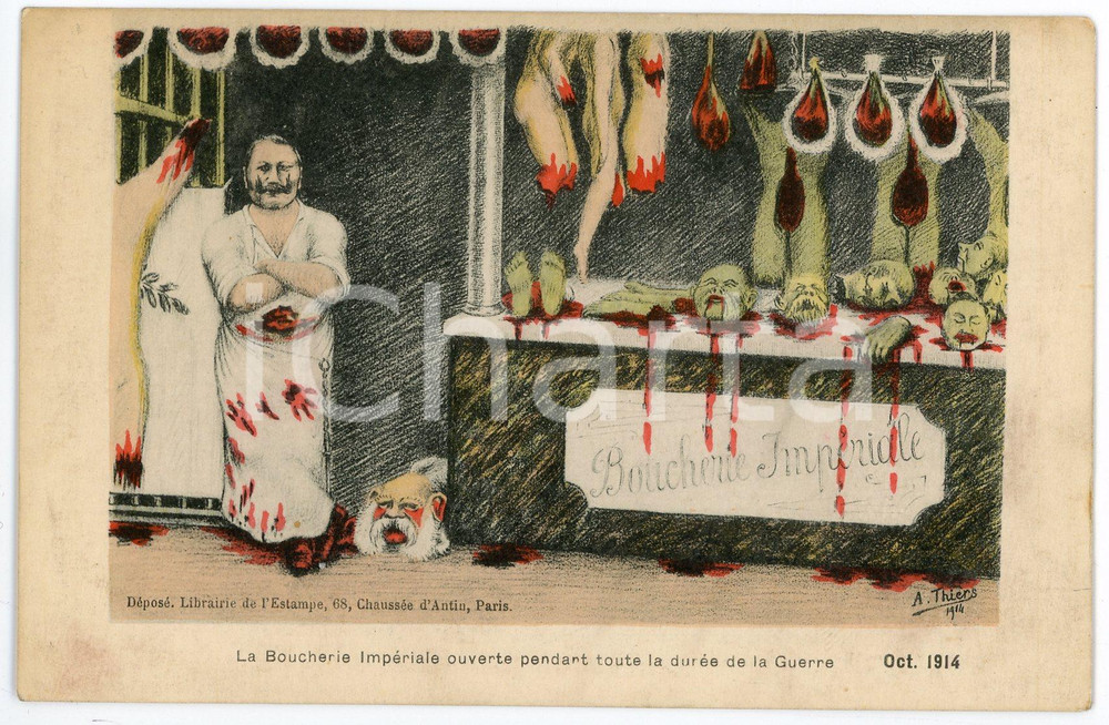 1914  WW1 Boucherie Impériale - Illustre par A. THIERS Carte postale FP NV  Cartolina postale d'epoca, non viaggiata.CONDIZIONI: FAIRFORMATO: FP    originale e autentica 1