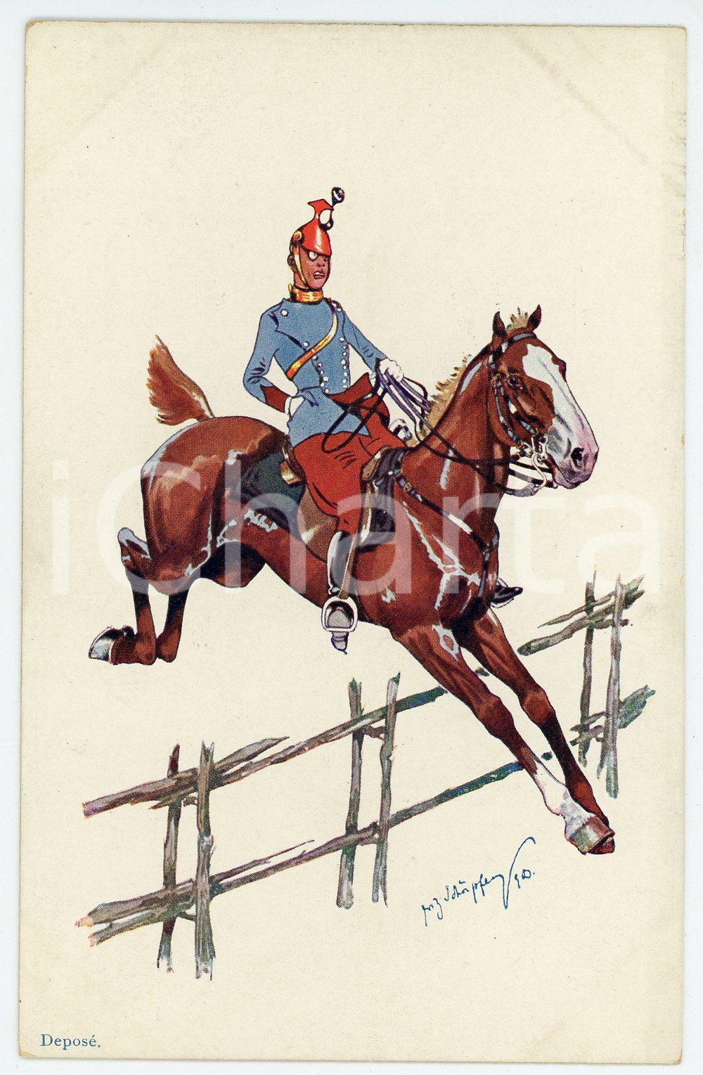 1903 Artist Fritz SCHÖNPFLUG - Austro-Hungarian Army - Cavalry (1)  Cartolina postale d'epoca, non viaggiata.CONDIZIONI: F (lievi segni agli angoli superiori)FORMATO: FP    originale e autentica 1