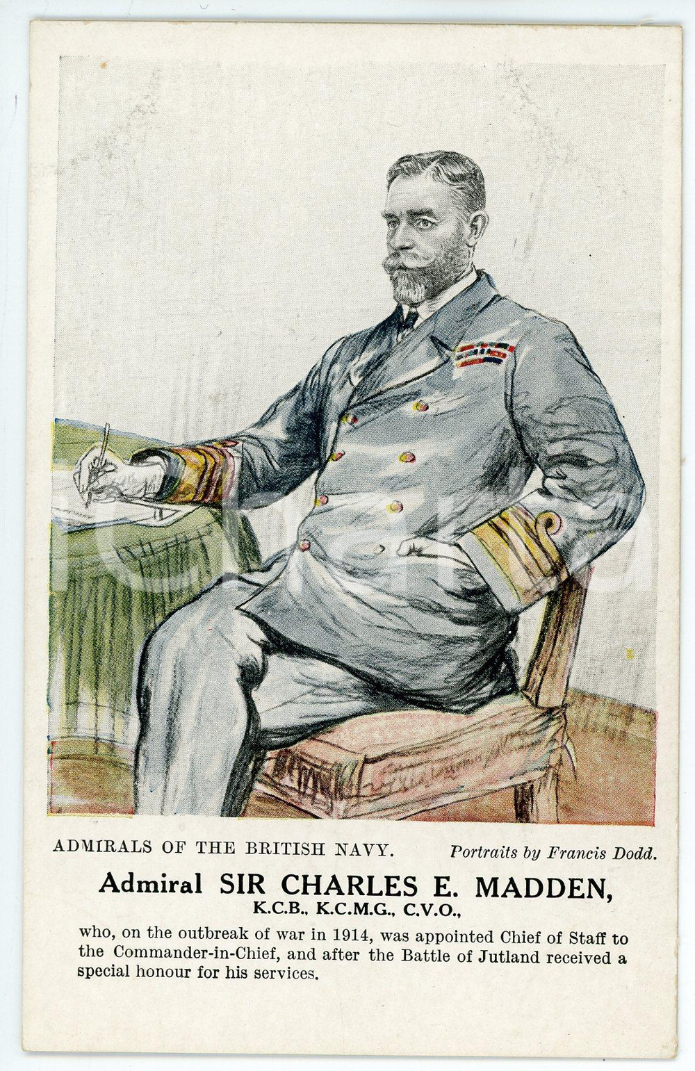 1910 ca Artist Francis DODD - Admirals of the British navy - Charles E. MADDEN  Cartolina postale d'epoca, non viaggiata.CONDIZIONI: GFORMATO: FP    originale e autentica 1