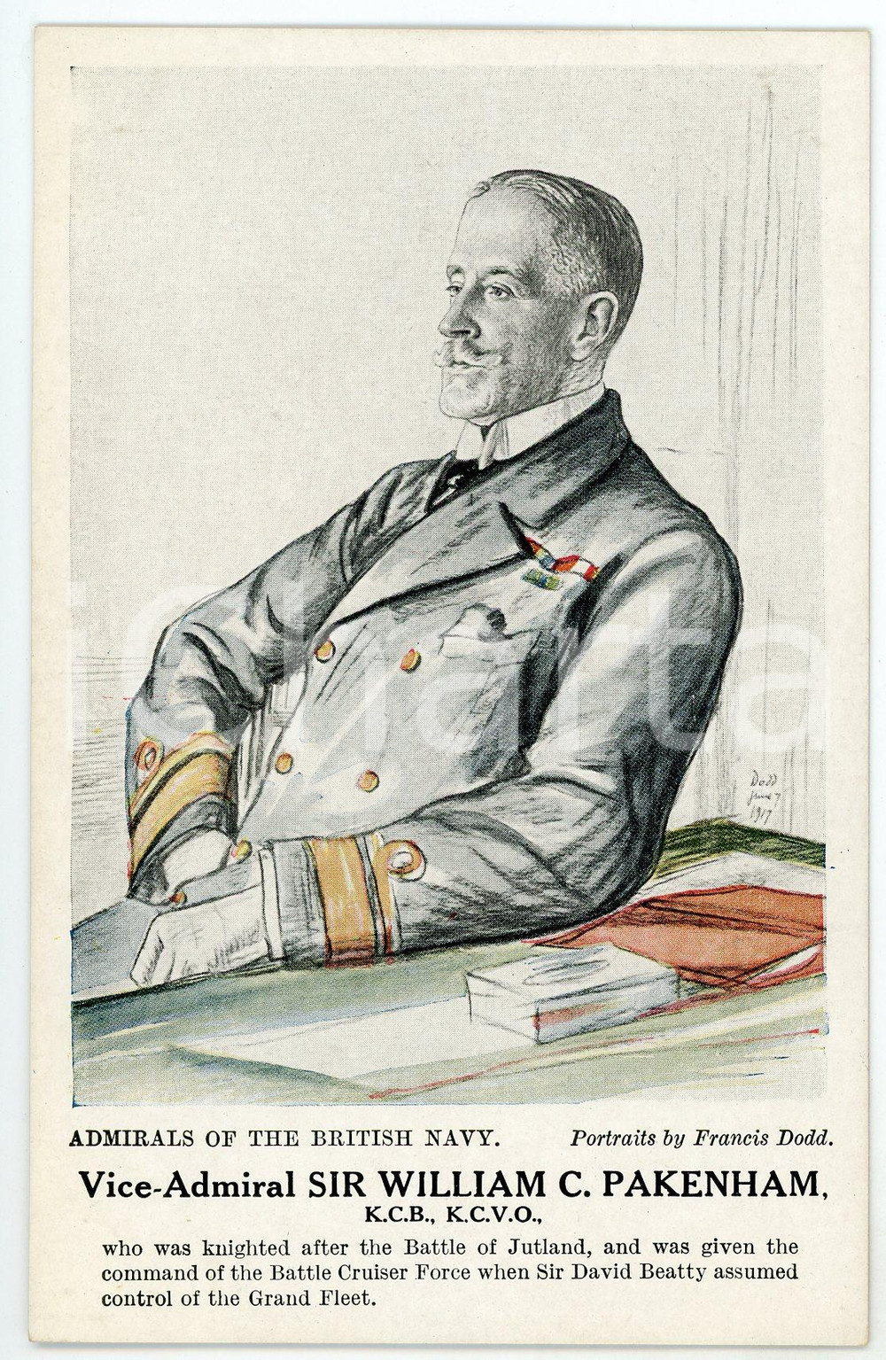 1910 ca Artist Francis DODD - Admirals of the British Navy - William C. PAKENHAM  Cartolina postale d'epoca, non viaggiata.CONDIZIONI: GFORMATO: FP    originale e autentica 1