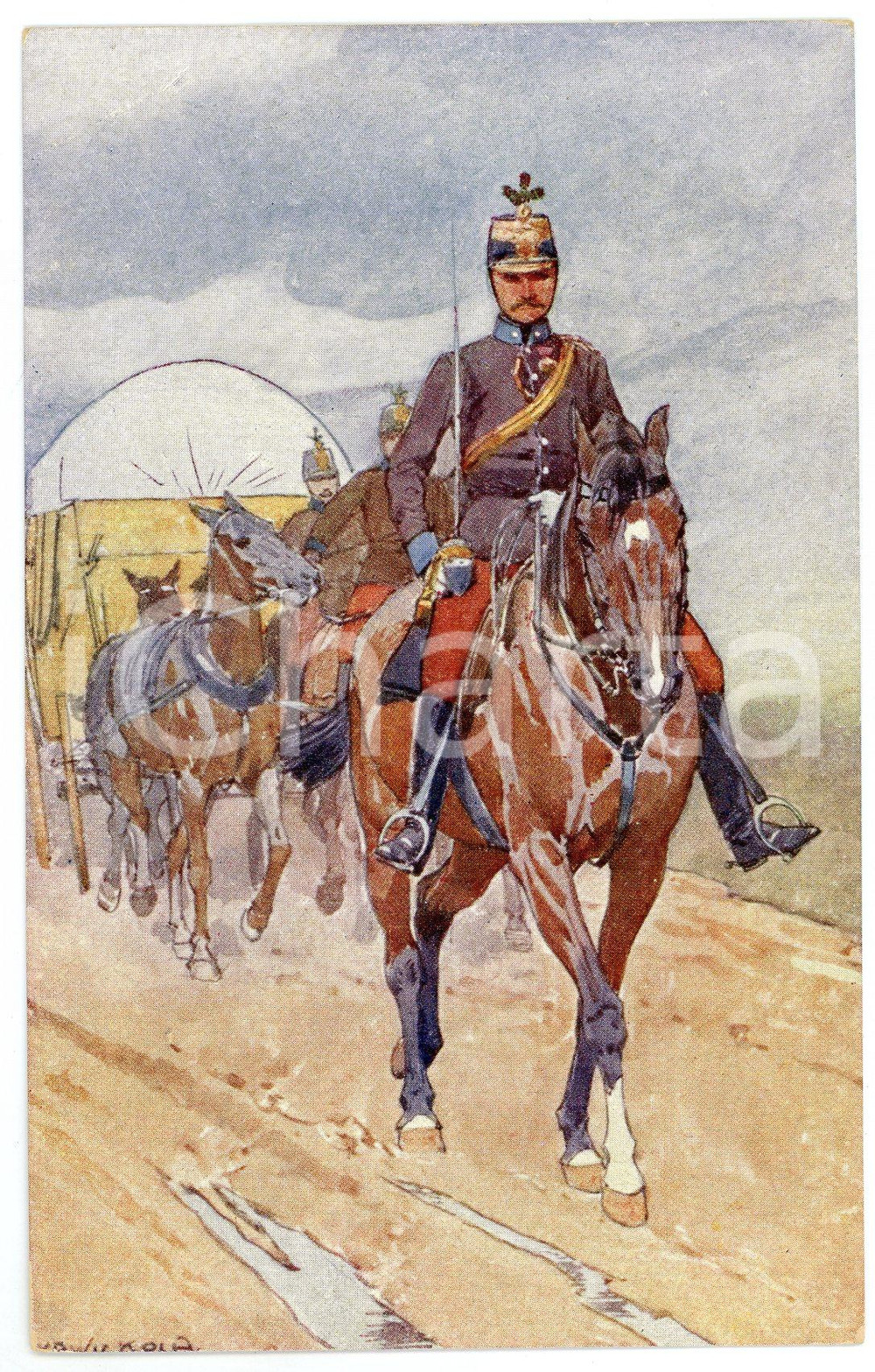1900 ca Artist Ludwig KOCH - Austro-Hungarian Army - Cavalry (3) - Postcard  Cartolina postale d'epoca, non viaggiata.CONDIZIONI: GFORMATO: FP    originale e autentica 1