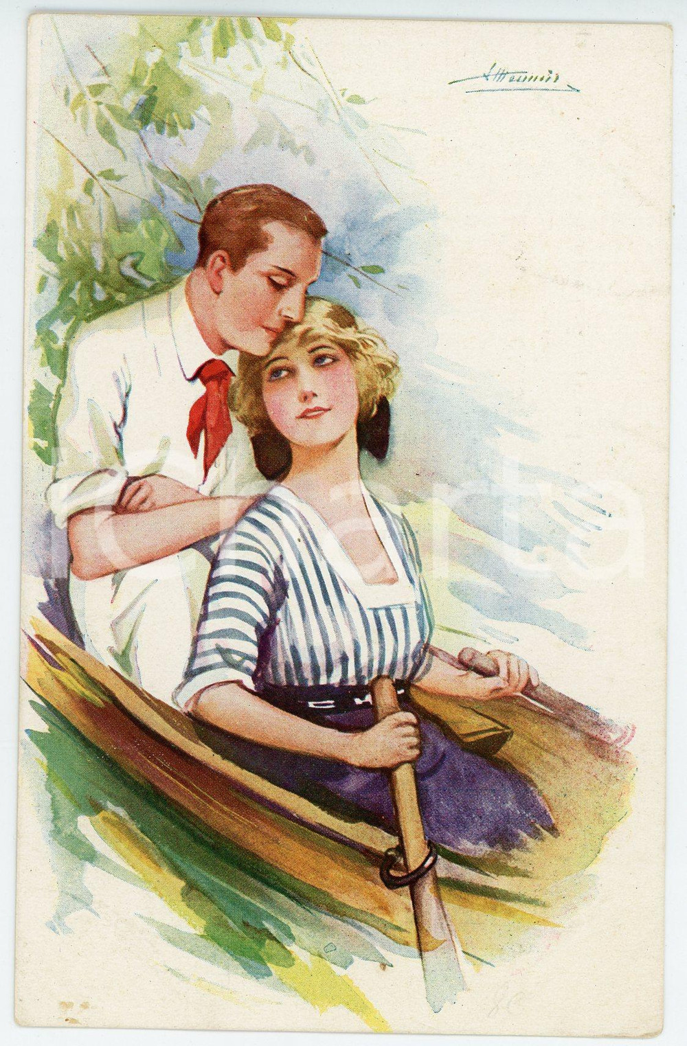 1910 ca Artist Suzanne MEUNIER Eros en canot - Carte postale - Série 42 (1)  Cartolina d'epoca, non viaggiata. FAIR/discreto Lievi piegature agli angoli del margine destro Formato: FP originale e autentica 1