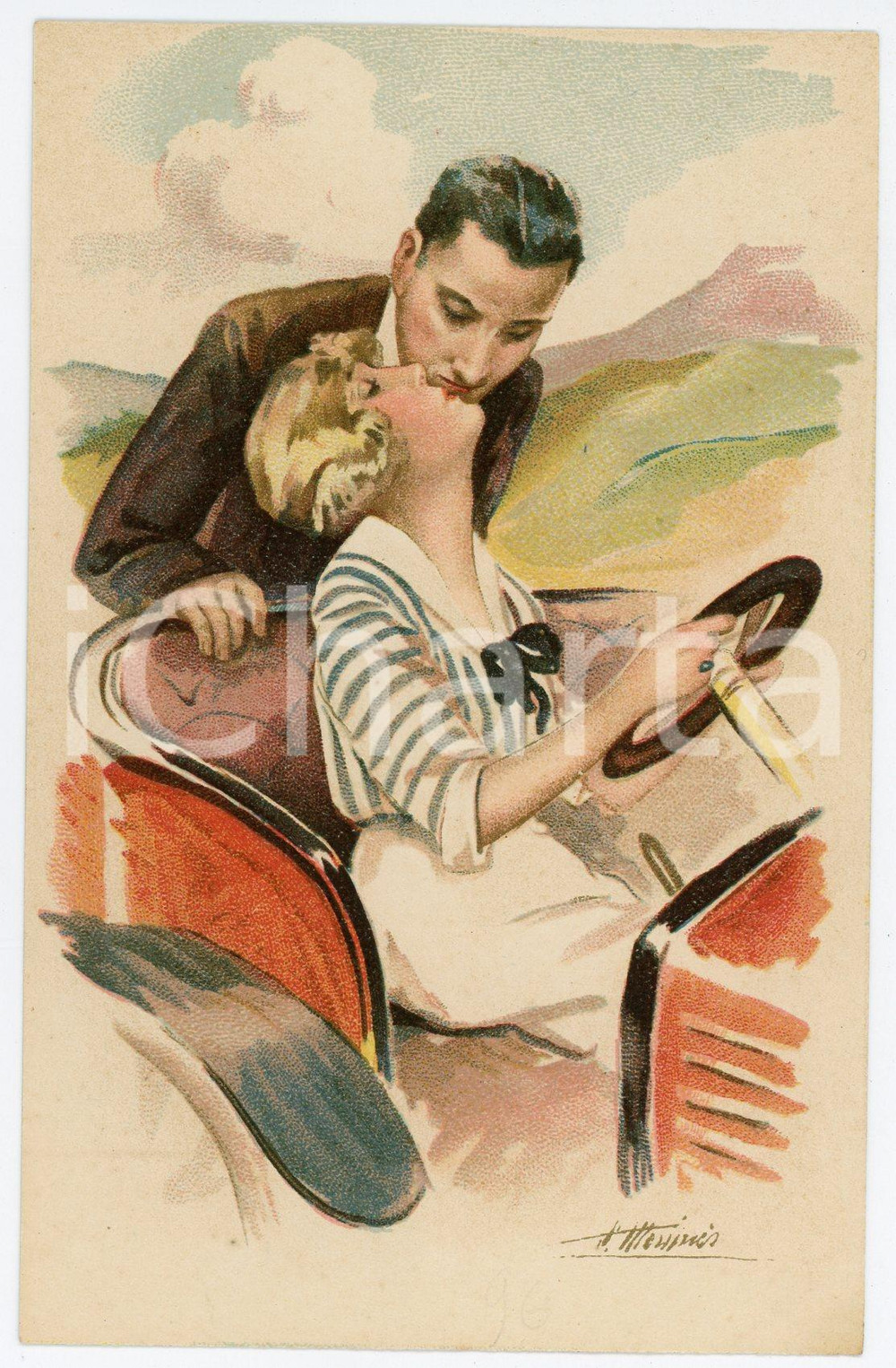 1910 ca Artist Suzanne MEUNIER Amours, délices et autos - Série 49 n.5 Postcard  Cartolina d'epoca, non viaggiata. GOOD/buono  Formato: FP originale e autentica 1