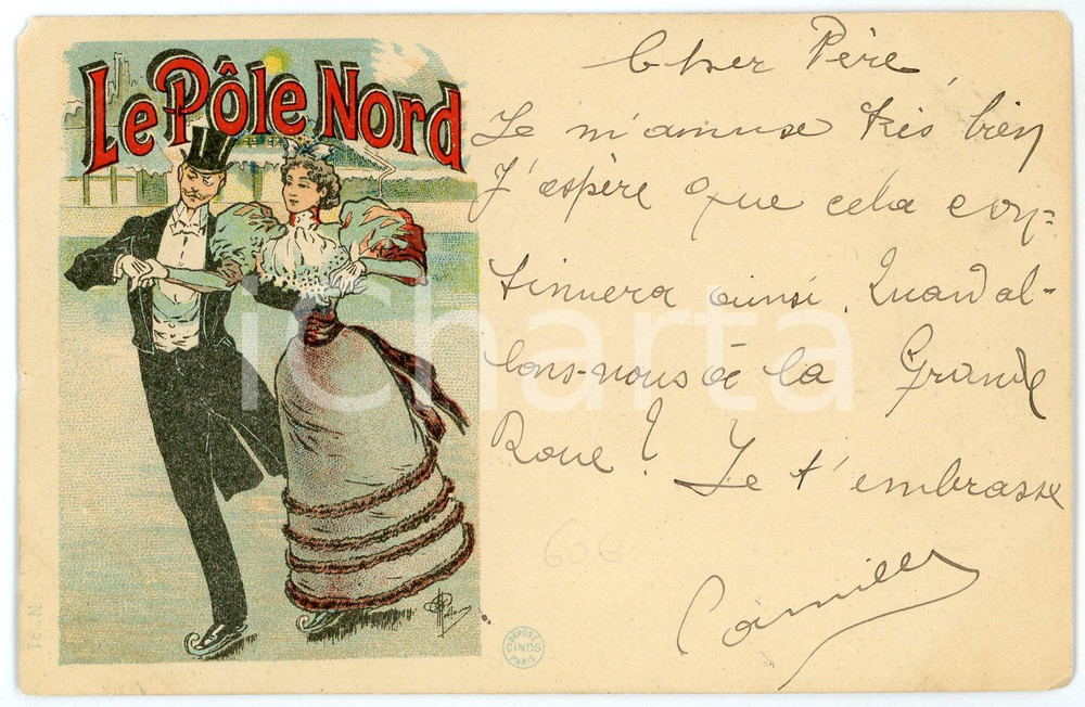 1899 ART NOUVEAU PARIS Artist GUILLAUME - Le Pôle Nord rue de Clichy - Postcard  Cartolina postale d'epoca, illustrata da Albert Guillaume, viaggiata.EDITORE: Cinos - ParisCONDIZIONI: F (piccole piegature angolari e minima mancanza)FORMATO: FP    originale e autentica 1
