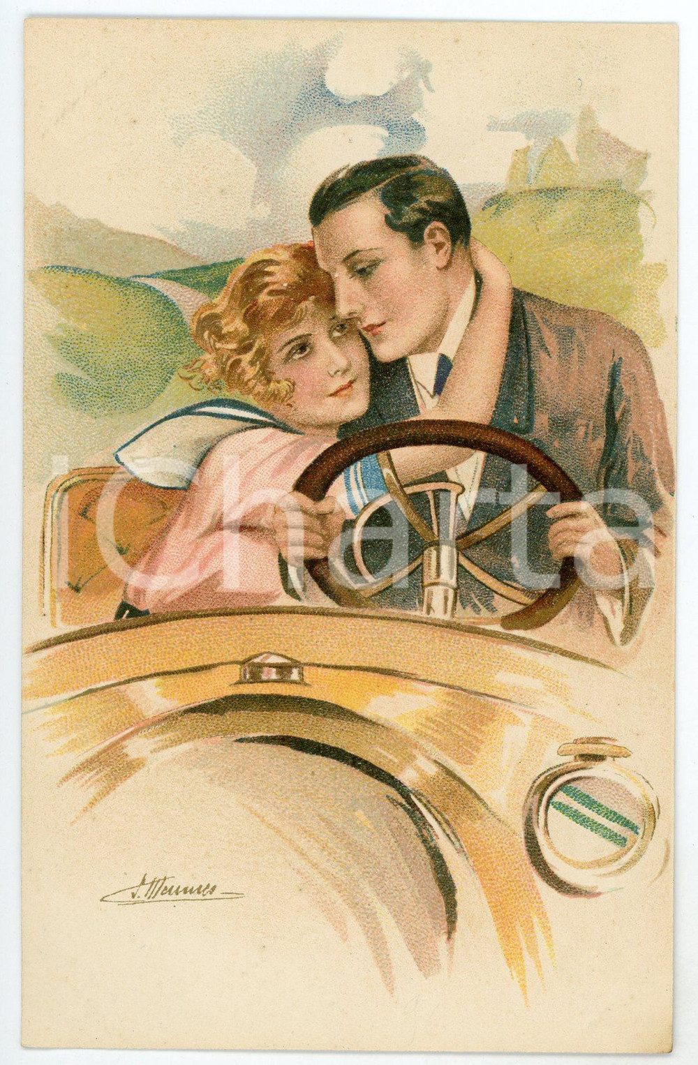 1910 ca Artist Suzanne MEUNIER Amours, délices et autos - Série 49 n.6 Postcard  Cartolina d'epoca, non viaggiata. GOOD/buono  Formato: FP originale e autentica 1