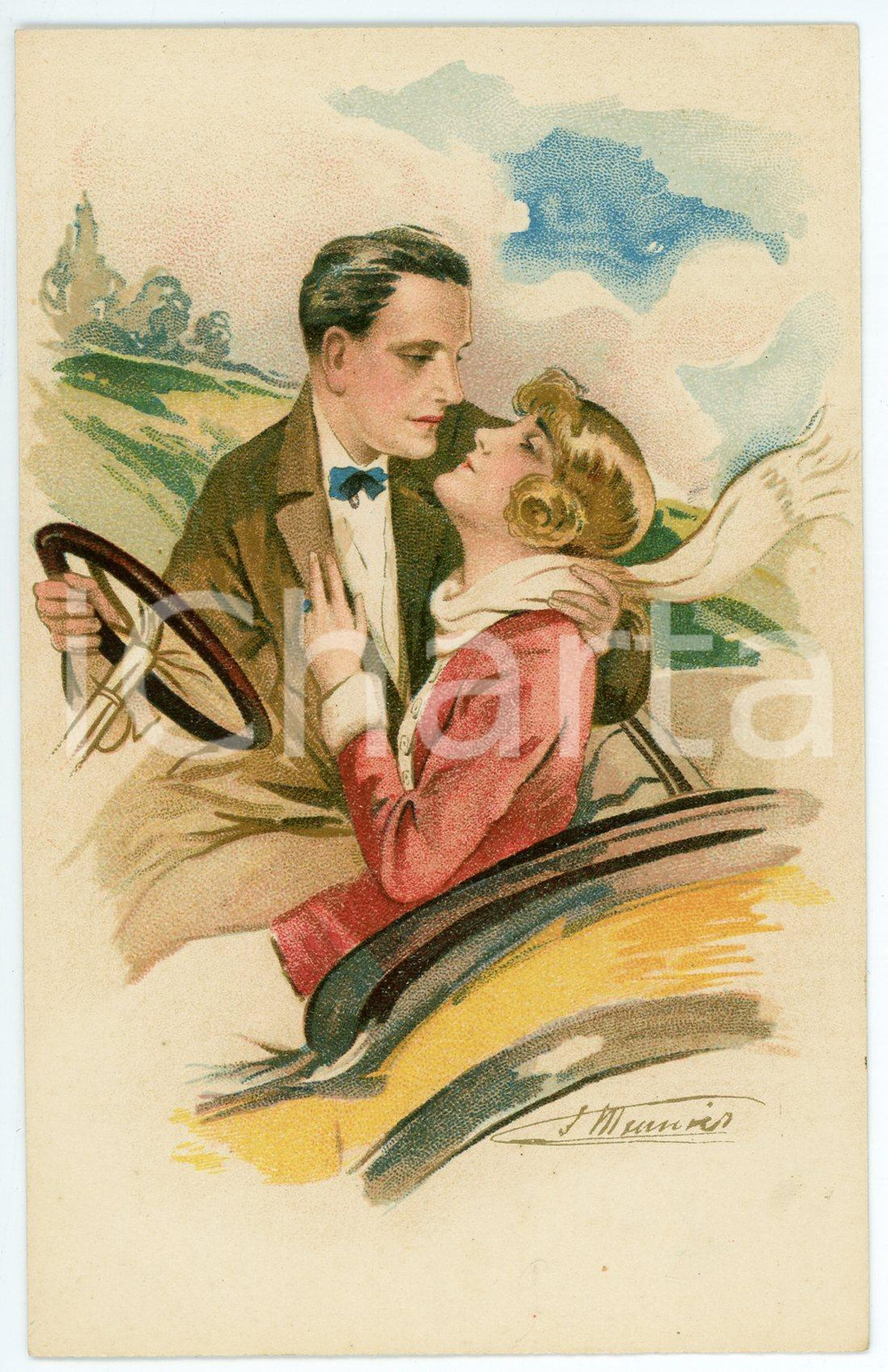 1910 ca Artist Suzanne MEUNIER Amours, délices et autos - Série 49 n.2 Postcard  Cartolina d'epoca, non viaggiata. GOOD/buono  Formato: FP originale e autentica 1