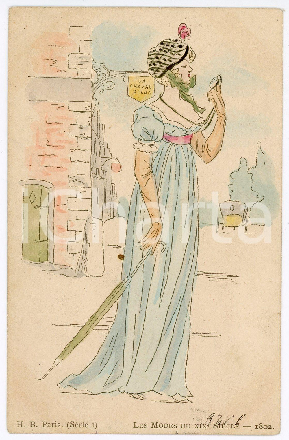 1900 ca FRANCE Les modes du XIX siècle - 1802 Carte postale ILLUSTRÉE FP VG  Cartolina postale d'epoca, viaggiata. FAIR/discreto Lievi gualciture Formato: FP originale e autentica 1
