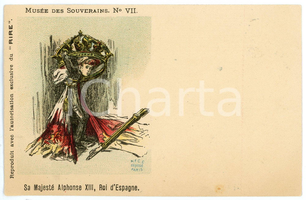 1900 ca MUSÉE DE SOUVERAINS n.VII Alphonse III Roi d'Espagne - Carte postale FP  Cartolina postale d'epoca, non viaggiata.CONDIZIONI: FAIRFORMATO: FP    originale e autentica 1