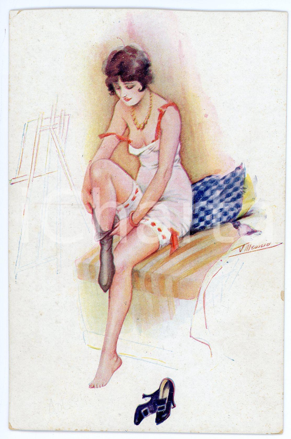 1920 ca EROTICA Artist Suzanne MEUNIER Combinaison rose - Carte postale FP NV  Cartolina postale d'epoca, non viaggiata.EDITORE: Marque L.E. Paris CONDIZIONI: FAIRFORMATO: FP    originale e autentica 1