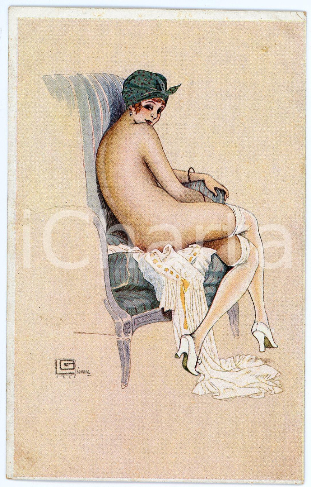 1920 ca EROTICA Artist Georges LÉONNEC Intimité de Boudoir - Carte postale FP NV  Cartolina postale d'epoca, non viaggiata.EDITORE: Marque L.E. ParisCONDIZIONI: FAIRFORMATO: FP    originale e autentica 1