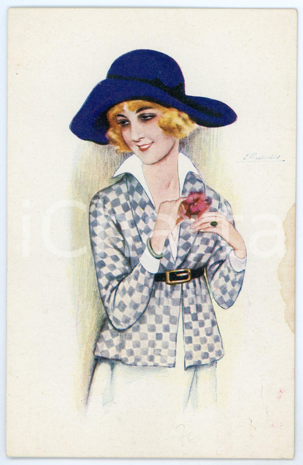1920 ca EROTICA Artist Suzanne MEUNIER Rieuse de Paris - Carte postale DAMAGED  Cartolina postale d'epoca, non viaggiata.EDITORE: Marque L.E. Paris - Serie 35 n.2CONDIZIONI: VERY POOR (carte lenta, alone al margine destro, sfogliatura degli strati della carta al margine inferiore)FORMATO: FP    originale e autentica 1