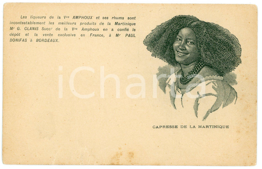 1900 ca RHUM AMPHOUX Capresse de la Martinique - Carte postale FP NV  Cartolina postale d'epoca, non viaggiata.CONDIZIONI: POOR (piccolo strappo e profonde piegatura al margine inferiore)FORMATO: FP    originale e autentica 1