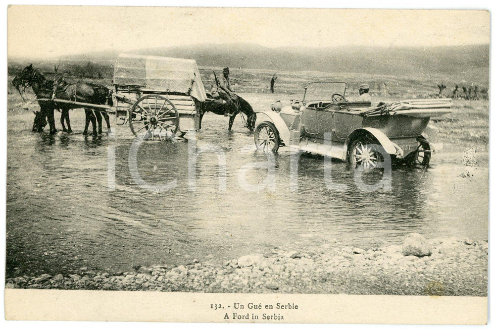 1915 ca A FORD in SERBIA - Old vintage postcard carriages car  Cartolina postale d'epoca, non viaggiata.CONDIZIONI: GFORMATO: FP    originale e autentica 1