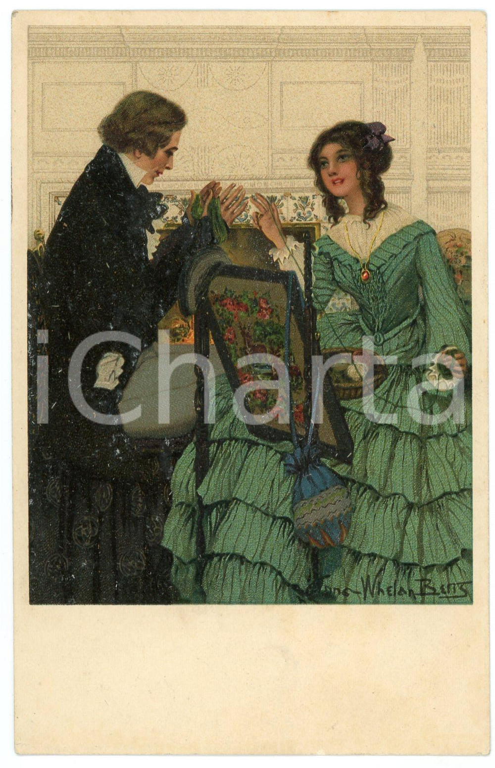 1909 Artist Ethel FRANKLIN BETTS Romantic couple - M.M. Vienne - Postcard n.291  Cartolina postale d'epoca, viaggiata. GOOD/buono  Formato: FP originale e autentica 1