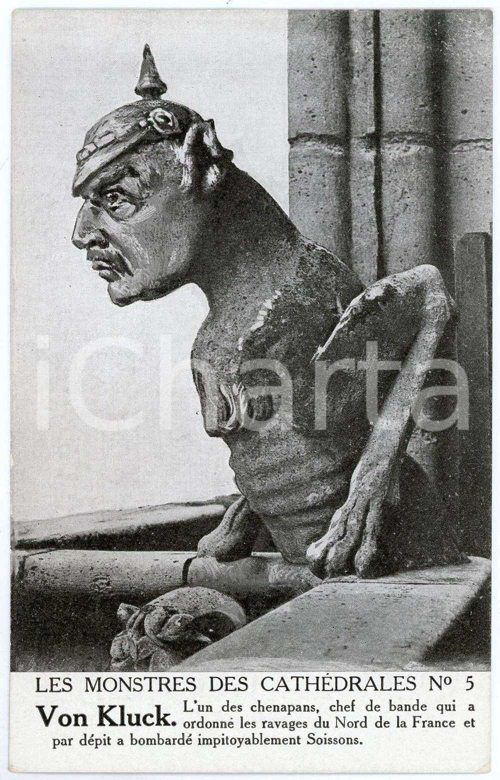 1915 ca WW1 - SATIRE Monstres des CathÃ©drales - Alexander VON KLUCK Postcard FP  Cartolina postale d'epoca, viaggiata.  FAIR/discreto Lievi smussature agli angoli FORMATO: FP originale e autentica 1