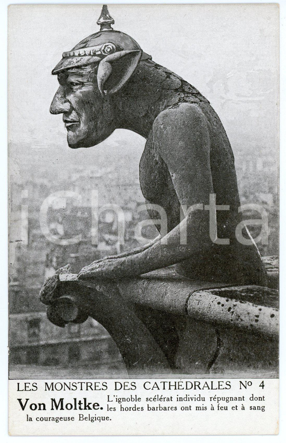 1915 ca WW1 - SATIRE Monstres des Cathédrales - Helmuth VON MOLTKE Postcard FP  Cartolina postale d'epoca, viaggiata. FAIR/discreto Lievi smussature agli angoli Formato: FP originale e autentica 1