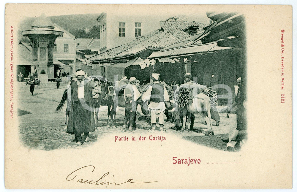 1901 SARAJEVO Partie in der Carsija - Carte postale FP VG  Cartolina postale d'epoca, viaggiata.CONDIZIONI: FAIRFORMATO: FP    originale e autentica 1