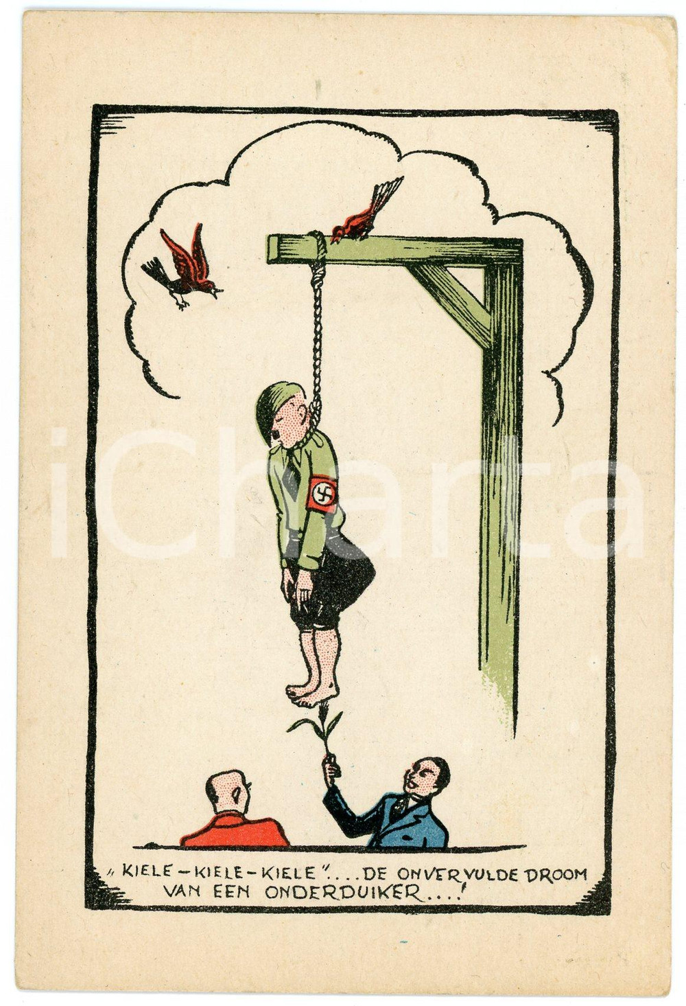 1945 ca WW2 - SATIRE Adolf HITLER hanged - Onvervulde droom - Carte postale FP  Cartolina postale d'epoca, non viaggiata.CONDIZIONI: FAIRFORMATO: FP    originale e autentica 1