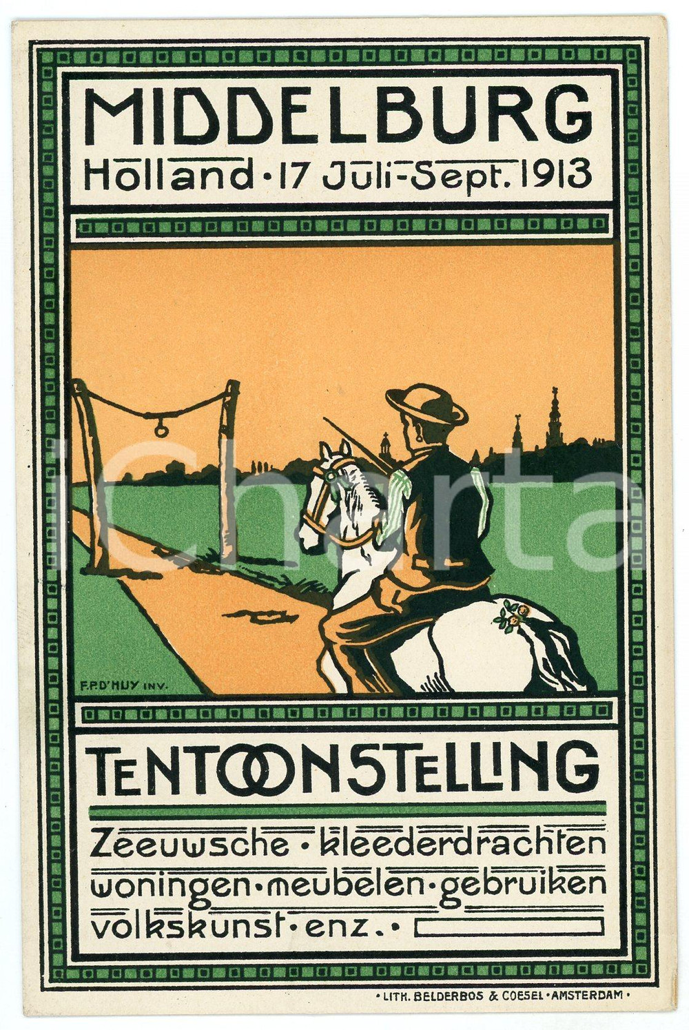 1913 MIDDELBURG (NEDERLAND) Tentoonstelling - Artist F.P.D. MUY Postcard FP NV  Cartolina postale d'epoca, non viaggiata. GOOD/buono  Formato: FP originale e autentica 1