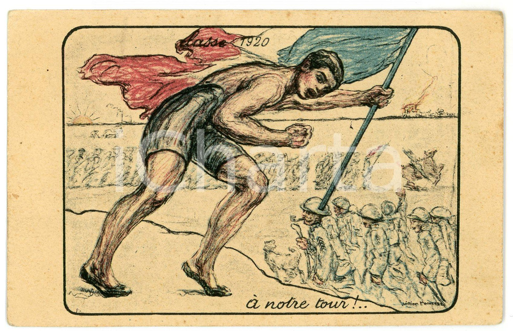 1915 WW1 - FRANCE Classe 1920 - À notre tour - Carte postale ILLUSTRÉE FP NV Cartolina postale d'epoca, non viaggiata. FAIR/discreto Lievi smussature agli angoli Formato: 14x9 originale e autentica 1