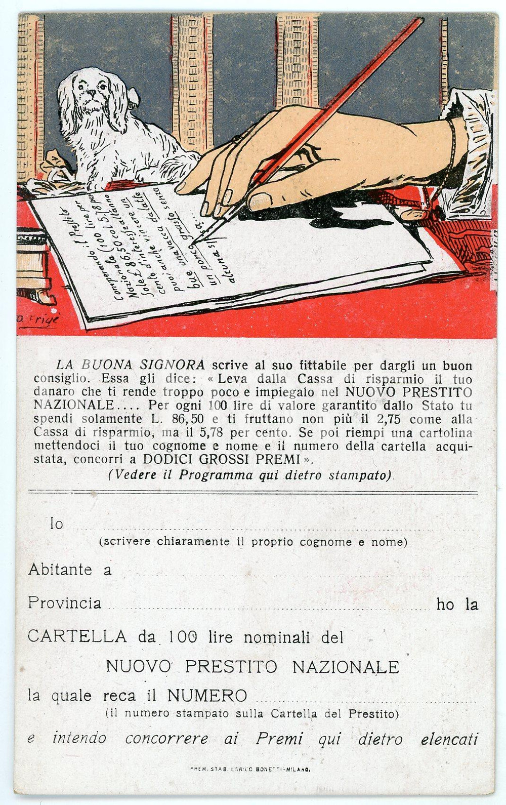 1918 WW1 - NUOVO PRESTITO NAZIONALE La buona signora - Cartolina illustrata Cartolina postale d'epoca, non viaggiata.  GOOD/buono  Formato: FP originale e autentica 1