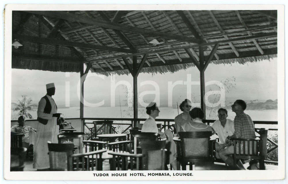 1953 MOMBASA (KENYA) Tudor House Hotel - Lounge - Postcard Cartolina postale d'epoca, realizzata da fotografia, viaggiata. FAIR/discreto piegature al lato superiore; francobolli parzialmente asportati Formato: 14x9 cm originale e autentica 1