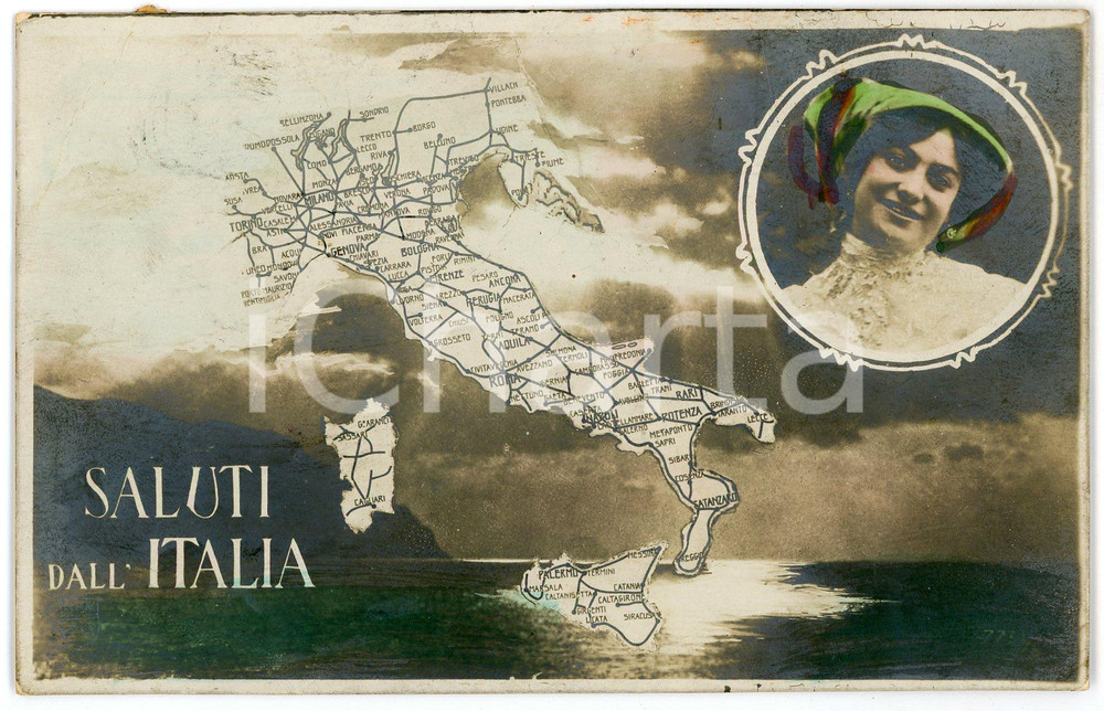 1911 SALUTI DALL'ITALIA Rete ferroviaria italiana - Cartolina FP VG  Cartolina postale d'epoca, viaggiata. FAIR/discreto gualciture ai margini Formato: FP originale e autentica 1