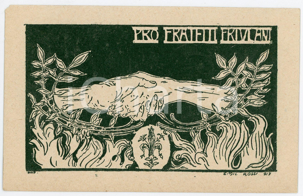 1917 WW1 Artista Emil ROSSI Pro Fratelli Friulani - Cartolina ILLUSTRATA FP NV Cartolina postale, non viaggiata.Timbro al verso del Comitato Fiorentino di Preparazione CivileCONDIZIONI: FAIRFORMATO: FP    originale e autentica 1