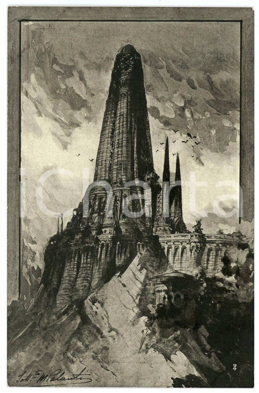 1919 WW1 Artista Mario PALANTI "Mausoleo" - Cartolina della Terza Armata  Cartolina postale d'epoca, non viaggiata.EDITORE: Edizione del Comando della Terza Armata GOOD/buono  Formato: FP originale e autentica 1