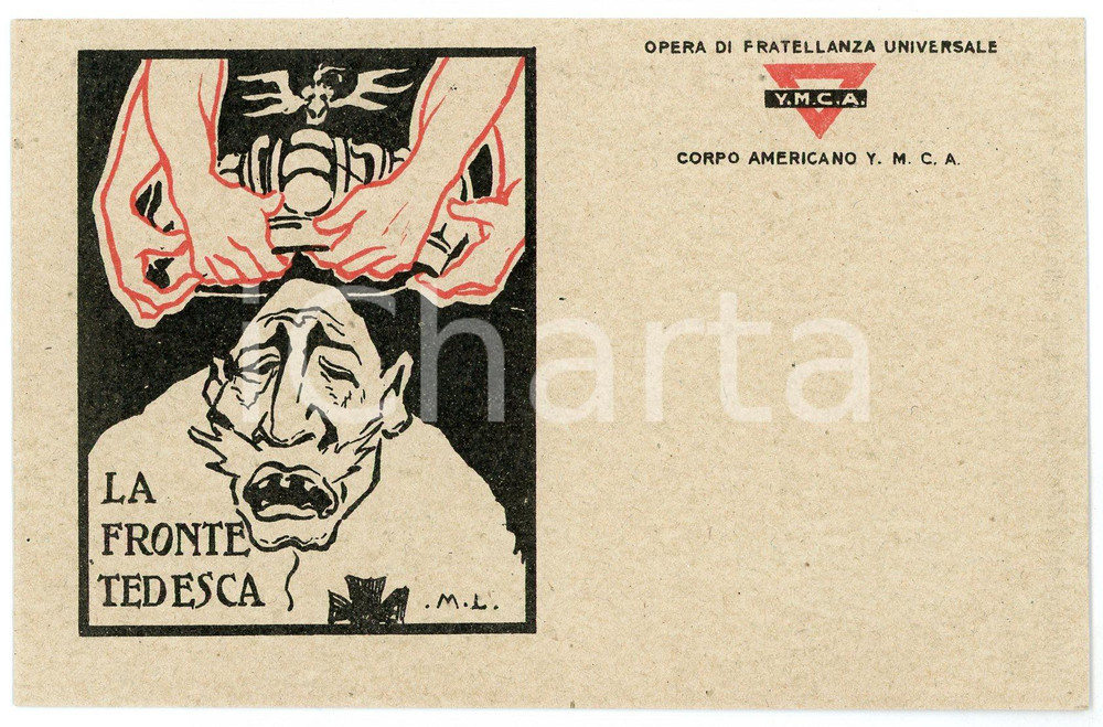 1918 WW1 ITALIA - YMCA La fronte tedesca - Cartolina franchigia FP NV  Cartolina postale d'epoca, non viaggiata. GOOD/buono  Formato: FP originale e autentica 1