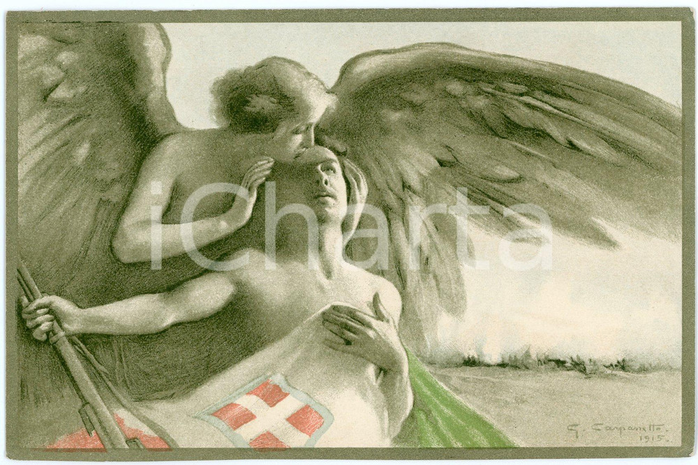 1915 WW1 Artista G. CARPANETTO Per la Patria - Cartolina ILLUSTRATA FP  Cartolina d'epoca, non viaggiata. FAIR/discreto Lievi smussature agli angoli Formato: FP originale e autentica 1