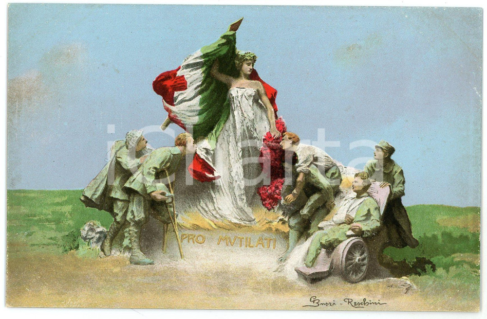 1915 ca WW1 - TORINO Comitato Pro Mutilati - Scultura BRUZZI RESCHINI Cartolina  Cartolina postale d'epoca, non viaggiata. GOOD/buono  Formato: FP originale e autentica 1