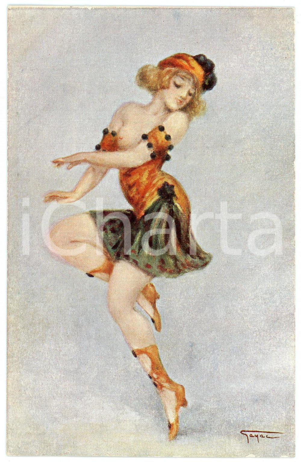 1920 ca VINTAGE EROTIC Artist GAYAC - Danseuse Music-Hall - Postcard risque 295  Cartolina postale d'epoca, non viaggiata, opera dell'artista Gayac (Ernest Gailhac).CONDIZIONI: GFORMATO: FP    originale e autentica 1