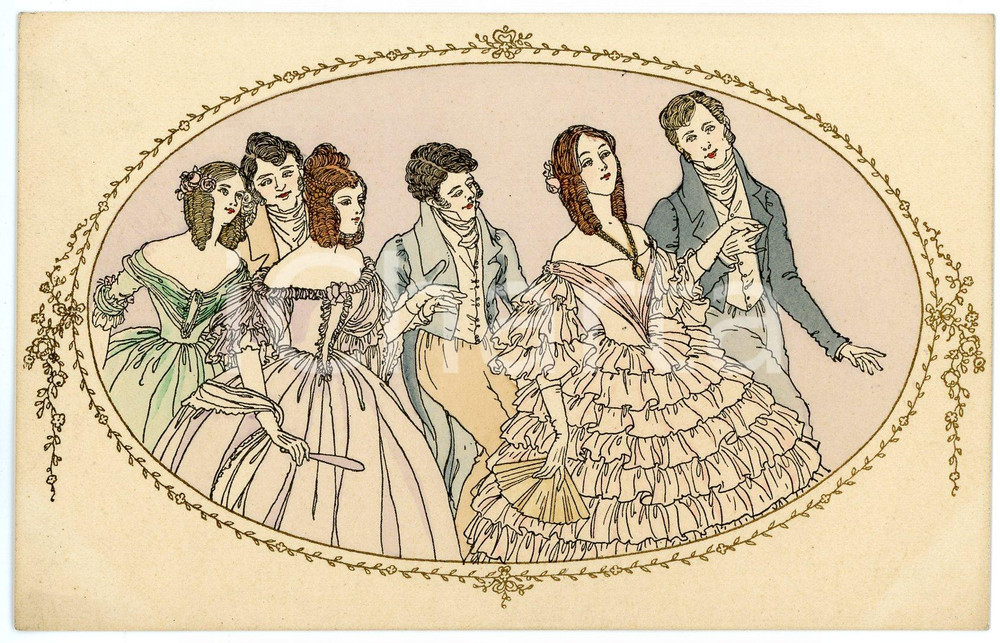 1910 ca Artist M. MUNK - Couples dancing (5) Old postcard M. M. VIENNE 441  Cartolina postale d'epoca, non viaggiata.CONDIZIONI: GFORMATO: FP    originale e autentica 1