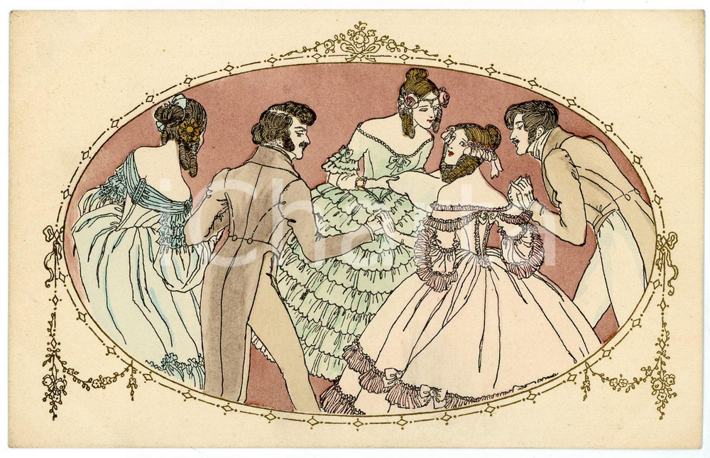 1910 ca Artist M. MUNK - Couples dancing (3) Old postcard M. M. VIENNE 441  Cartolina postale d'epoca, non viaggiata.CONDIZIONI: GFORMATO: FP    originale e autentica 1