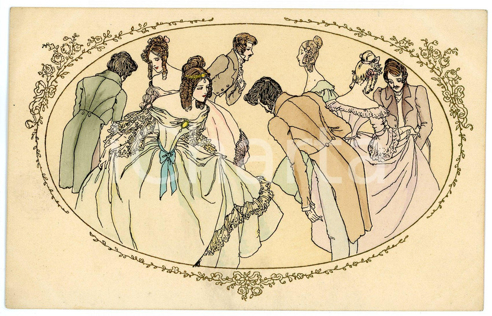 1910 ca Artist M. MUNK - Couples dancing (2) Old postcard M. M. VIENNE 441  Cartolina postale d'epoca, non viaggiata.CONDIZIONI: GFORMATO: FP    originale e autentica 1