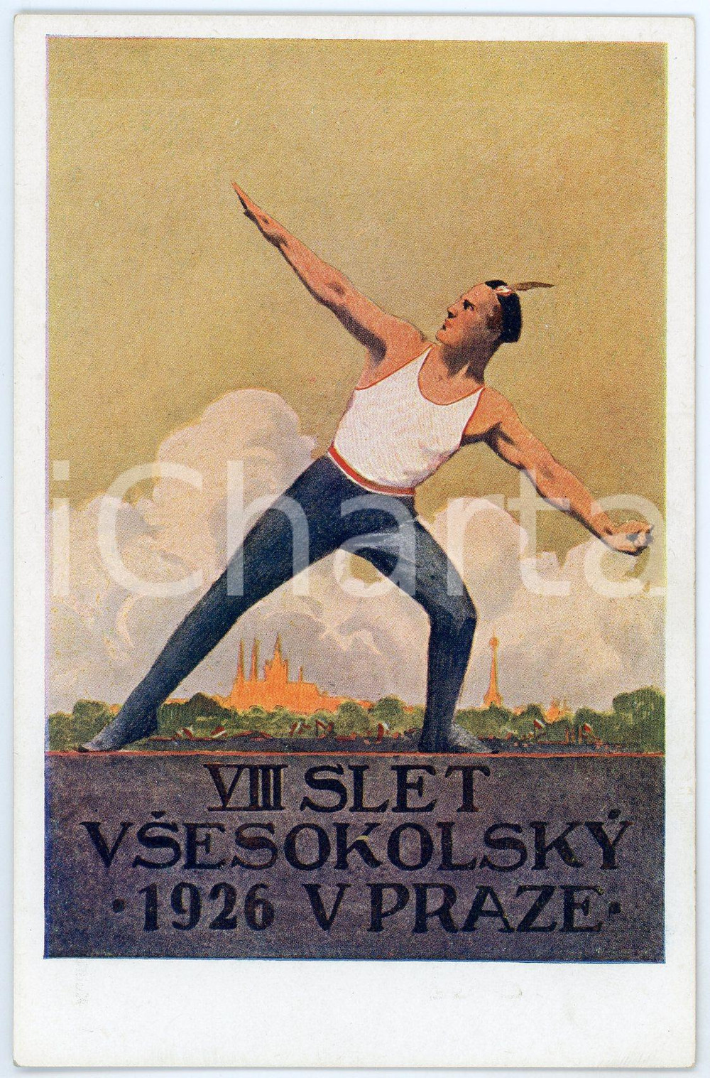 1926 PRAGUE VIII Sletu Vsesokolskému - Postcard illustrated K. SIMUNKA  Cartolina postale d'epoca, non viaggiata.CONDIZIONI: GFORMATO: FP     originale e autentica 1