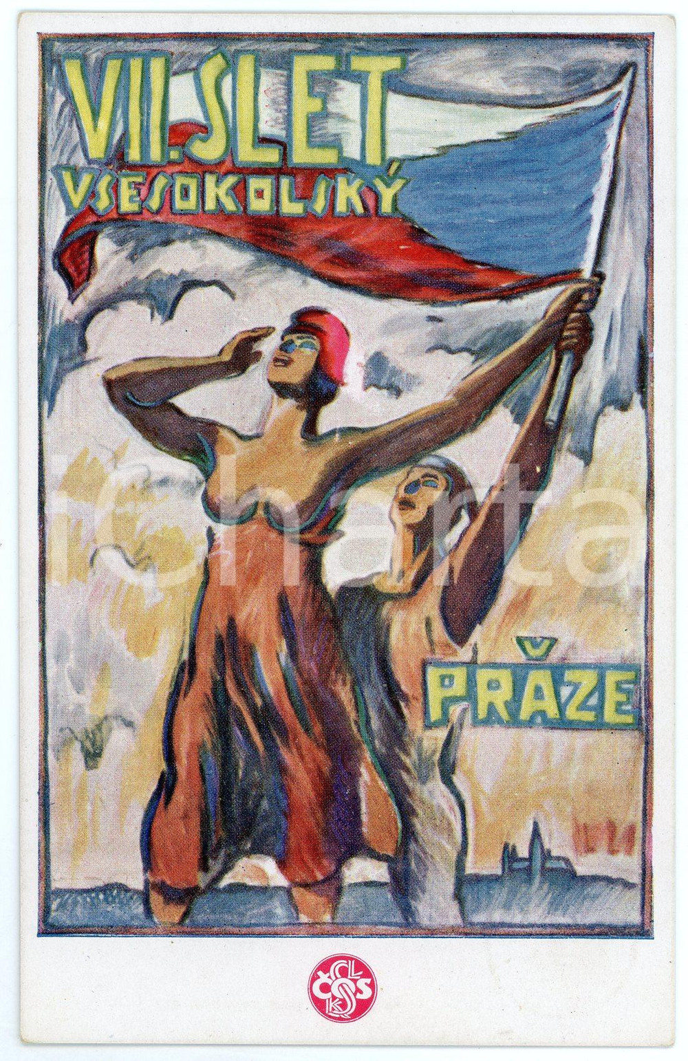 1920 PRAGUE VII Sletu Vsesokolskému - Postcard illustrated Jos. LIRA  Cartolina postale d'epoca, non viaggiata.CONDIZIONI: GFORMATO: FP     originale e autentica 1