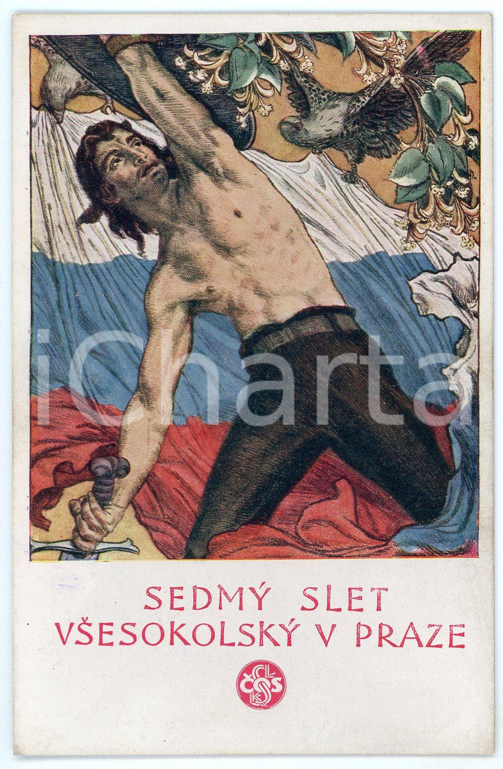 1920 PRAGUE VII Sletu Vsesokolskému - Postcard illustrated Jak. OBROVSKEHO  Cartolina postale d'epoca, non viaggiata.CONDIZIONI: GFORMATO: FP     originale e autentica 1