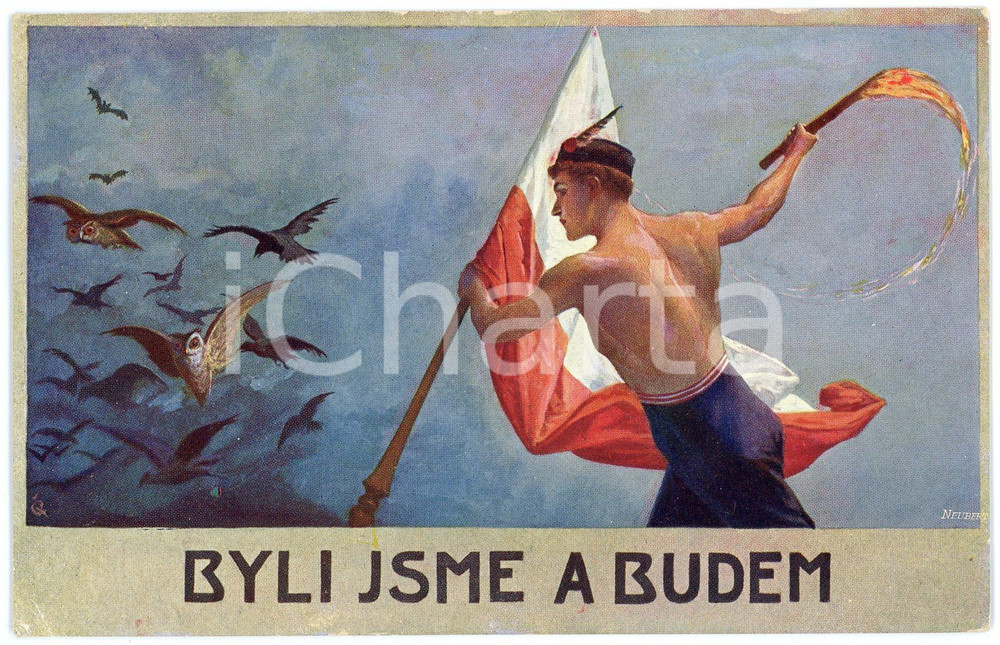 1920 ca CZECH PROPAGANDA Byli Jsme A Budem - Old Postcard  Cartolina postale d'epoca, non viaggiata.CONDIZIONI: GFORMATO: FP    originale e autentica 1