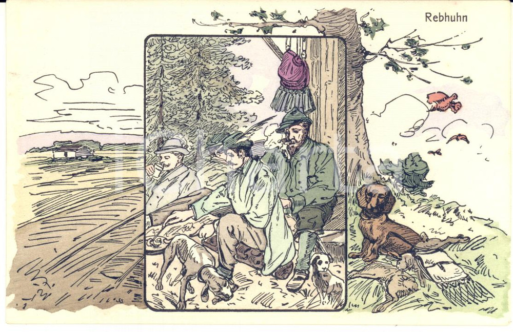 1915 ca GERMANY - HUNTING - Rebhuhn - Partridge - Old postcard  Cartolina postale d'epoca, non viaggiata.CONDIZIONI: GFORMATO: FP    originale e autentica 1